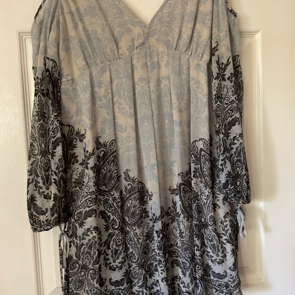 Free People Boho V Neck Mini Dress, Size L - Picture 3 of 9